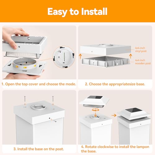Solar Post Cap Lights for 4x4 Wood/Vinyl Posts, 16 Pack - color: White, size: 16 Pack