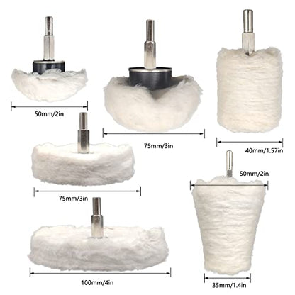 6 pcs Buffing Wheel for Drill,Buffing Pad Polishing Wheel Kits,Wheel Shaped Polishing Tool for Metal Aluminum,Stainless Steel,Chrome,Jewelry,Wood,Plastic,Ceramic,Glass,etc