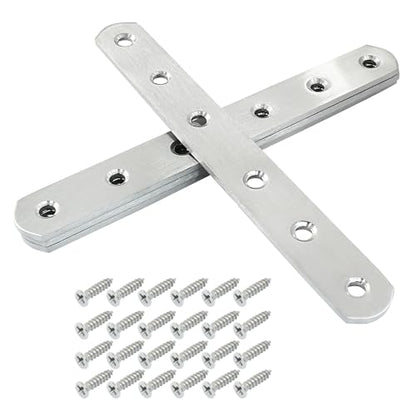 4 Pack 6 Inch Stainless Steel Flat Plate Straight Bracket - size: 6"-160mm-Silver