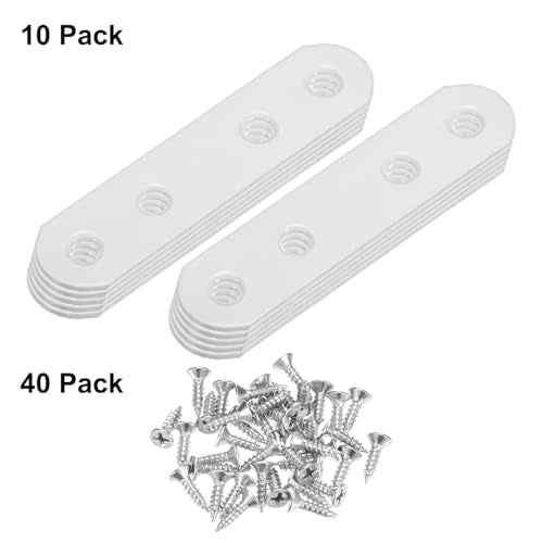 M METERXITY 10-Pack Flat Straight Brackets 2.95x0.71in, White - color: White, size: 75mm