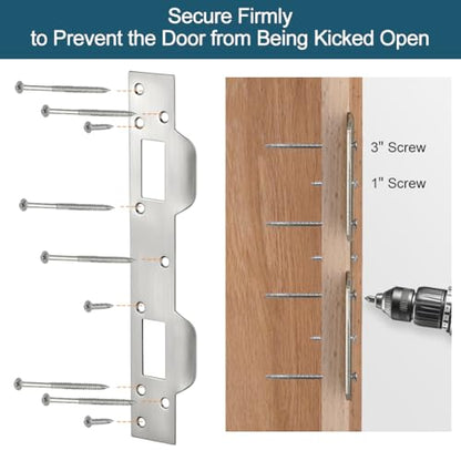 Door Latch Striker Plates Double Holes, 2 Pack, Satin Nickel - color: Satin Nickel
