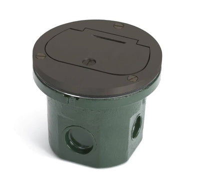 Flush Mounted Round Floor Box (Single Flip Lid | Power, Dark Bronze) - color: Dark Bronze, size: Single Flip Lid | Power
