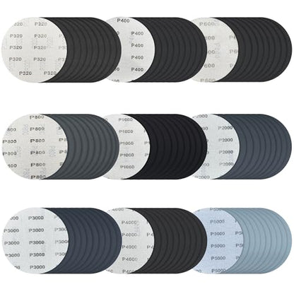 90 Pcs 6 Inch Sanding Discs Wet Dry Sandpaper Hook and Loop,320 400 600 800 1000 1500 2000 3000 5000 Grit Assortment Silicon Carbide Orbital Sander Sandpaper for Automotive Wood Metal Glass Polishing - size: Grit 320 400 600 800 1000 1500 2000 3000 5000