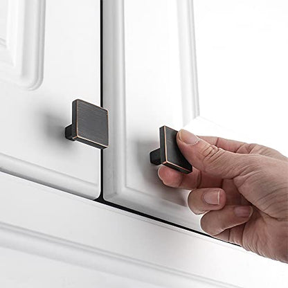 KOOFIZO 10 Pack Oil Rubbed Bronze Cabinet Knobs Square Single Hole Pull K03 - color: Oil Rubbed Bronze, size: Knob 1 - 10Pcs