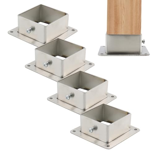 Wealrit 4 Pcs Square Post Bases,2" Stainless Steel Flange Anchor Bases - style: 4 pcs 2" Silver
