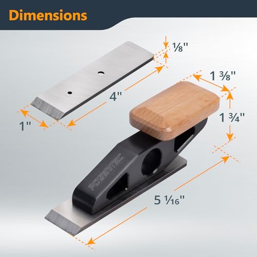 POWERTEC Chisel Plane with Flat Blade – Compact Edge Trimming Tool for Woodworking, Plug Trimming, Joinery Cleanup – Includes Wrench (72162)