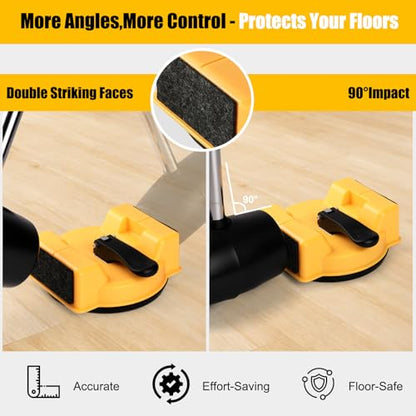Floor Gap Repair Tool with 4.6" Suction Cup & 5 Adhesive Pads, Double-Sided Heavy Duty Tapping Tool for Hardwood Laminate LVP Vinyl Plank Floors, DIY Gap Fixer Fits 120-300mm Wide Planks, L-Size - size: L
