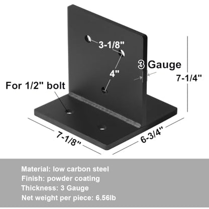2 Pcs 8x8 Concealed Post Base, Heavy Duty Knife Plate Bracket