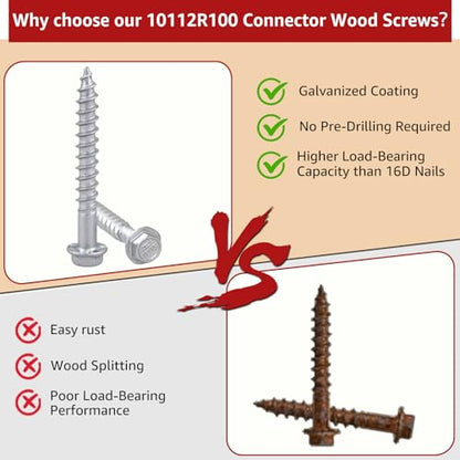 Connector Screws #10x1-1/2 Compatible with Simpson Strong-Tie Screw 100PCS