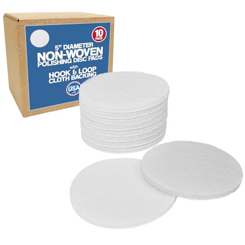 5 Inch Non Scratch Pad Hook & Loop Non Woven Discs White - color: White, size: 5" Round