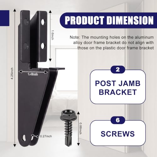 1 Pcs Aluminum Jamb Bracket Door Closer, Black - color: Black