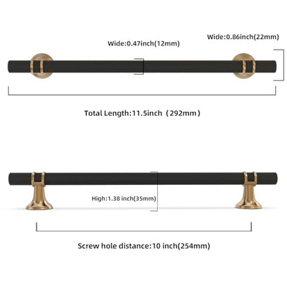 10 Pack 10 Inch Black and Champagne Bronze Cabinet Handles - color: Black and Champagne Knurled, size: 10'' Hole Center(254mm)