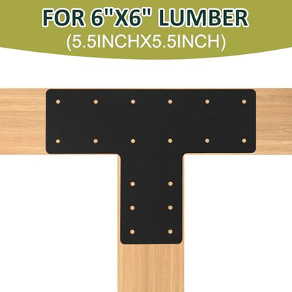 2 Pcs 16.8"x12" T Post Brackets, 3MM Thick T Flat Mending Plate - size: T shape(16.8''x12''x5'')