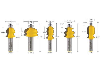 YONICO Architectural Molding Router Bits Set 10 Bit 1/2-Inch Shank 16101 - style: 10 Bit Set - 1/2" Shank