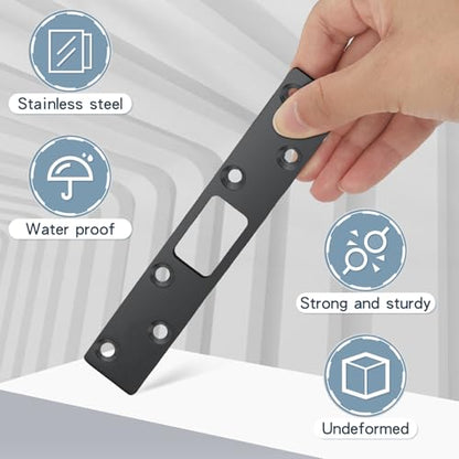 Therwen 4 Pcs 6 Inch Door Strike Plate Security Latch with Screws, Black - color: Black