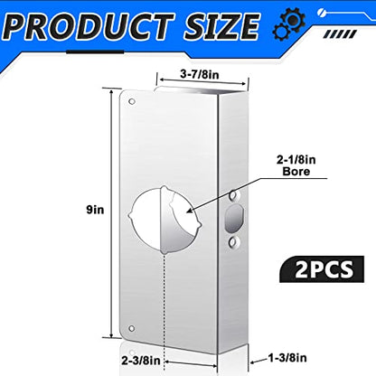 Dunzy Stainless Steel Lock and Door Reinforcement Plate, 4 Pack