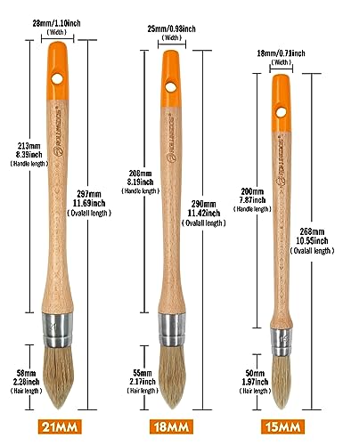 ROLLINGDOG Trim Paint Brush 3PC Trim Brush Set - color: Wooden Handle 3pc Set
