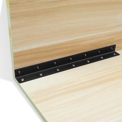 L Bracket, Heavy Duty Corner Brace, 10 Pack 14.8" Metal Shelf Bracket Angle Bracket for Shelves, Black Metal Braces for Wood, 375mm Overall Length - size: 14.8 Inch