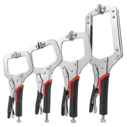 4 Pcs 6/9/11/14inch C Clamp Locking Pliers Vise Grip Clamps Heavy Duty Vise Grip Welding Clamp With Swivel Pads for Woodworking, Welding, Building,Home,Metalworking,Auto Repair - size: 6/9/11 Inch,Set of 4