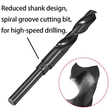 15mm(19/32-Inch) Reduced Shank Drill Bit, 1/2” Shank High Speed Steel Twist Drill Bit HSS-9341 for Aluminum Plate Copper Wood Stainless Steel - size: 15mm