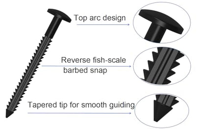 3 Inch Vinyl Shutter Fasteners 20 Pack Black Pins for DIY Shutter Repair