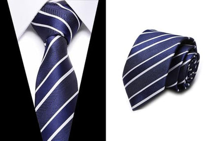 joy alice Tie For Men 6 PCS Necktie Woven Jacquard Neck Ties Set Neck Ties - color: Navy Blue White Black Black Sky Blue Red Navy Blue