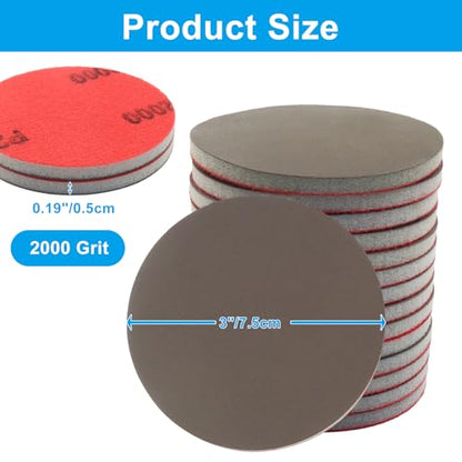 3 Inch Hook and Loop Sanding Sponge Discs, 2000 Grit, 24 Pcs - size: 2000 Grit