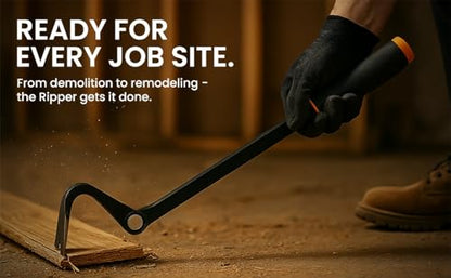 Ripper – The Ripper Heavy-Duty Indexing Crowbar & Nail Puller Tool, Multi-Angle Wrecking Bar for Trim, Flooring & Demolition (Ripper)