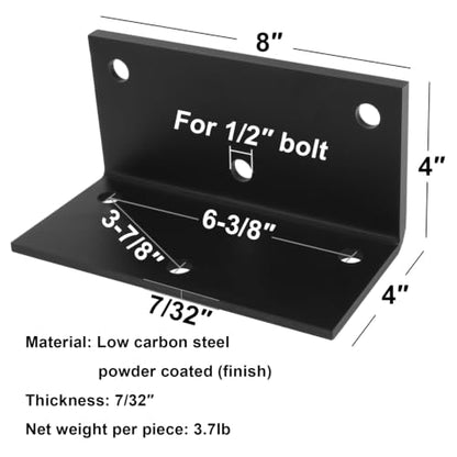 2 PCS 8"x4" L Angle Bracket for Timber Frame, Stair Stringer Hanger