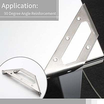 8 Pcs Trapeziform Corner Brace Stainless Steel (5.6 Inch, Silver)