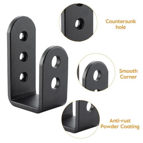 HOME MASTER HARDWARE 2×4 Door Barricade Brackets, Heavy Duty U Bracket for Indoor/Outdoor Door Security Brace Bar, Black, 2 Pack