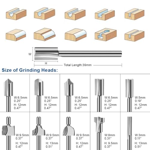 shengbenhao Wood Carving Bits Engraving Router Bit 20pcs