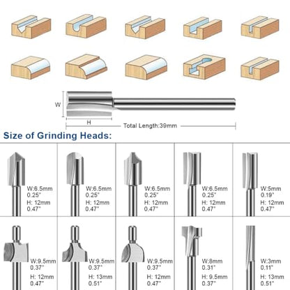 shengbenhao Wood Carving Bits Engraving Router Bit 20pcs