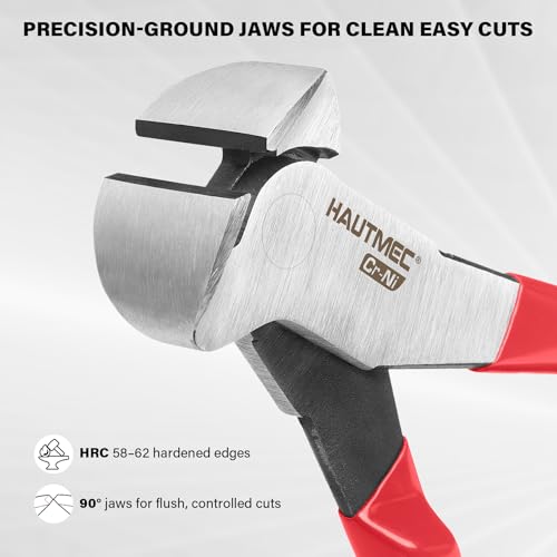 HAUTMEC 7 Inch Nail Puller Pliers Tool, CR-Ni Steel End Cutting Pliers with Non-Slip Grip, Nail Remover Tool with Polished Finish, End Cutting Nippers Tool for Pulling Nails and Wires HT0158-CP - color: 7" Nail Puller Pliers