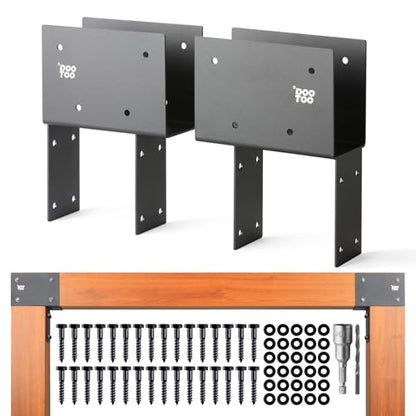 Stainless Steel Pergola Brackets, 4x6(Actual Post/5.5"x5.5" Beams/3.5"x5.5") End Post to Beam Bracket, Heavy Duty Post Cap Tie Bracket for Gazebos, Decks and Porches(2pcs-Black) - size: End 4x6 (Actual Post 5.5"x5.5", Beams 3.5"x5.5")