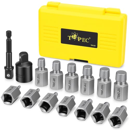 Topec Easy Out Screw Extractor Set 15PCS, 3/8'' Drive Bolt Extractor Kit - size: 15-Piece 3/8'' Dr.