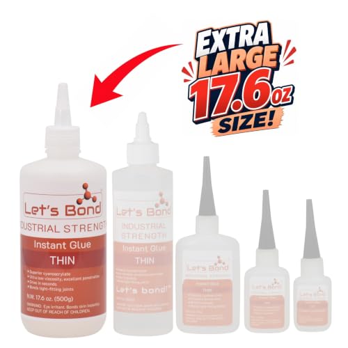 Let's Bond 17.6 oz Thin Professional Grade Instant Glue Bundle, Premium Cyanoacrylate, 5 CPS - size: 17.6 oz Bundle