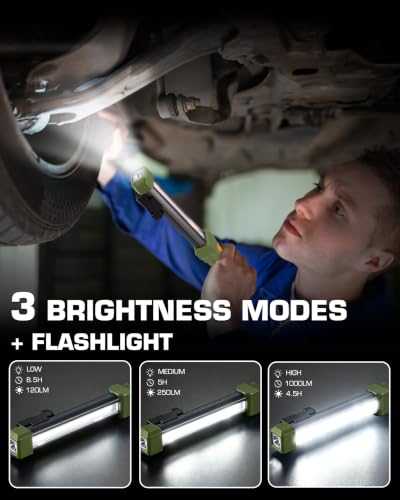EverBrite 1000LM Work Light, Rechargeable Magnetic Flashlight, Green - color: Green