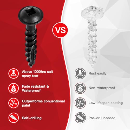 Pocket Hole Screws #8 x 2, 120 PCS Black Square Drive Wood Screws, Self Tapping Screws for Wood Projects - size: #8 x 2"