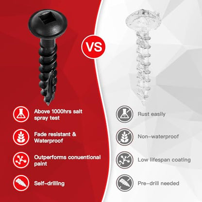 Pocket Hole Screws #8 x 1, 120 PCS Black Square Drive Wood Screws, Self Tapping Screws for Woodworking - size: #8 x 1"