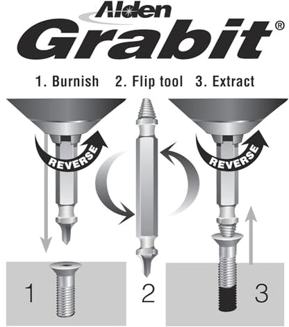 Alden 8430P Pro Grabit Broken Bolt and Damaged Screw Extractor 3 Piece Kit