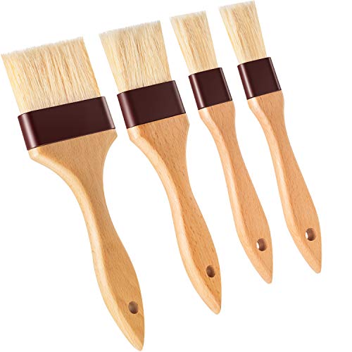Boao 4 Pcs Pastry Brush, Natural Bristle Basting Brush, 1, 2, 3 Inch - size: 1, 2, 3 Inch