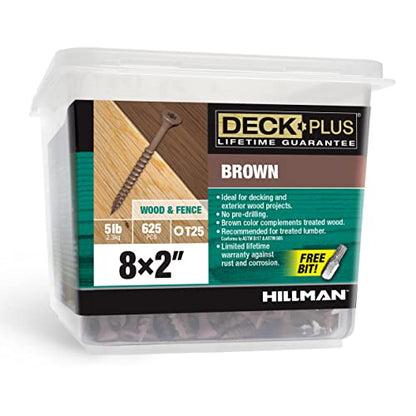 Deck Plus Deck Screws, #8 x 2in, 625 Pieces,5 Lb Box, Brown - color: Brown, size: #8 x 2", style: 625 pcs