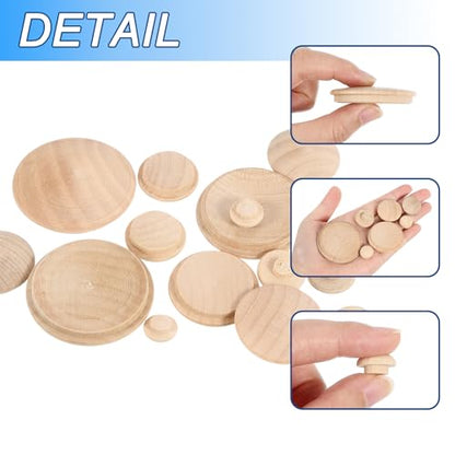 uxcell Wood Hole Plugs, 20 Pcs 13x5mm Wood Button Top Plugs Round Head Hardwood Furniture Plugs Screw Hole Plugs for Furniture Tables Chairs Cabinetry Crafts Projects - size: 13x5mm