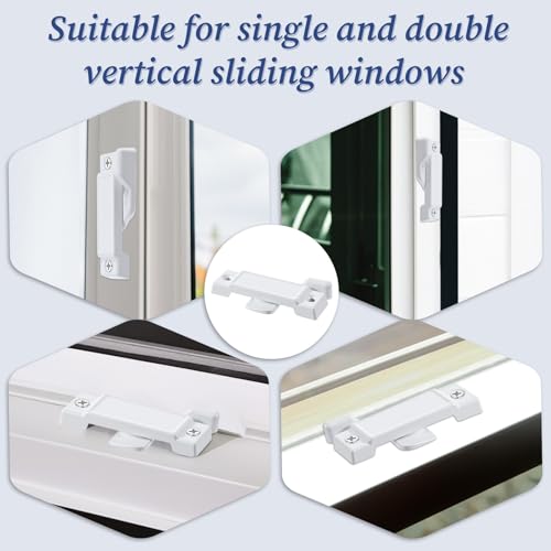 8 Pack Window Sash Locks, 2-1/4” Mounting Hole Centers Sash Lock with Screws, Sliding Window Locks Replacement Broken for Vertical and Horizontal Sliding Windows Double Hung Windows(White)