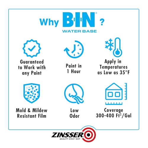Zinsser B-I-N Water Base Stain & Odor Blocking Primer, Flat White - size: Gallon (Pack of 2)