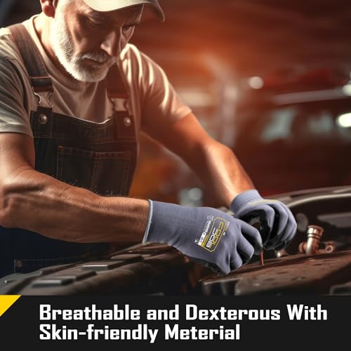 COOLJOB 3/6/12 Pairs Nitrile Nitrile Dipped Nylon Safety Work Gloves - size: Large, style: Classic Style(3 Pairs)