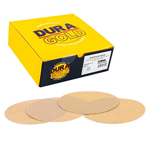 Dura-Gold Premium 6" Gold Sanding Discs, 150 Grit, Hook & Loop, Box of 50 - size: 150-Grit
