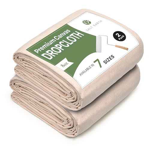 2Pk Recycled Cotton All Purpose Canvas Tarp Cover Painter Drop Cloth-6x9ft