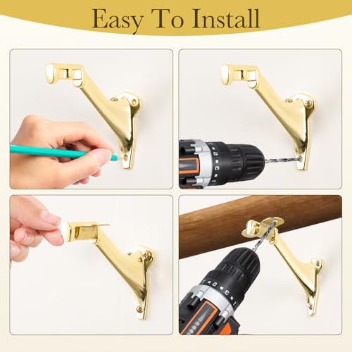 HOME MASTER HARDWARE Handrail Bracket for Stairs, Bright Brass, 3 Pack - color: Bright Brass, size: 3 Pack